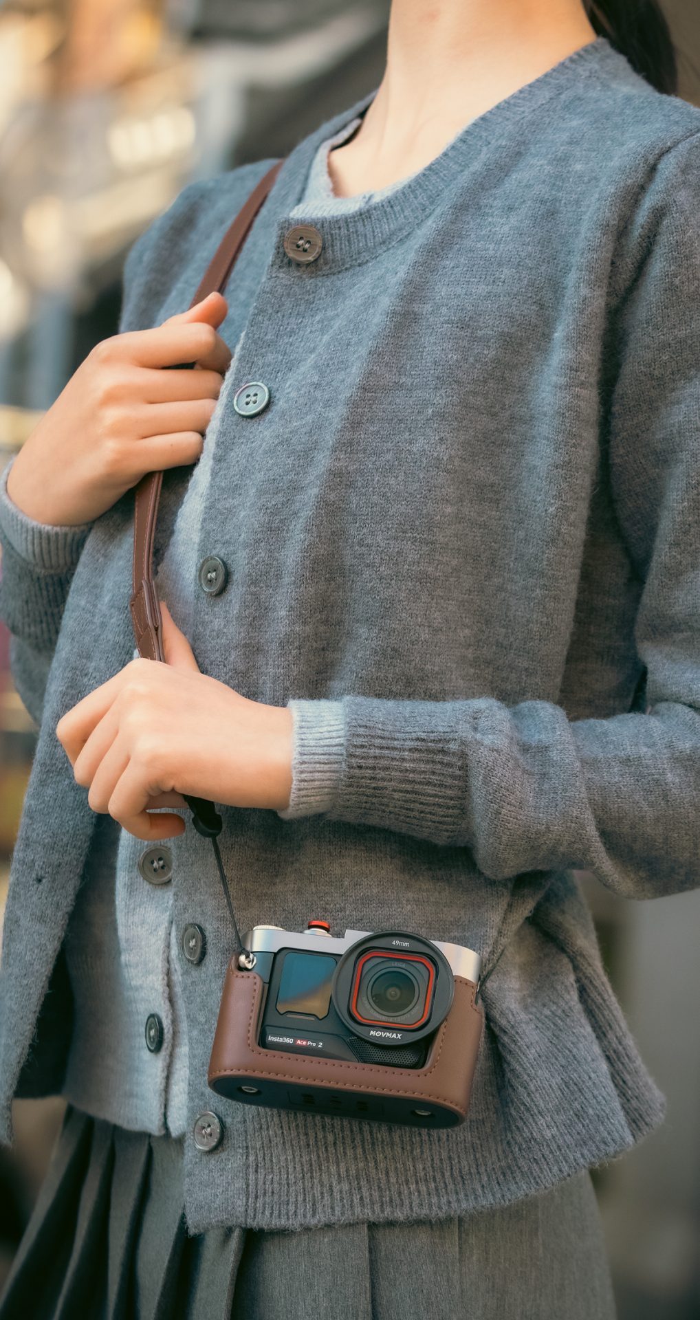 Camera Strap Leather - Винтажный кожаный и металлический чехол Movmax
