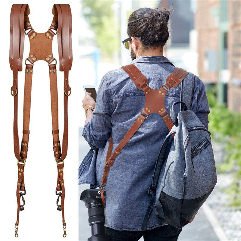 Camera Strap Leather - Кожаный регулируемый плечевой ремень для камеры,